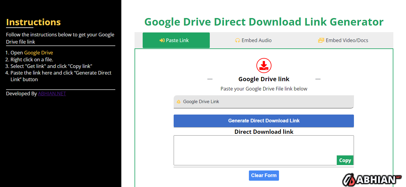 Google Drive Direct Download Link Generator
