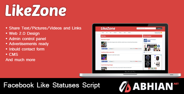 LikeZone - Facebook Like Statuses Script