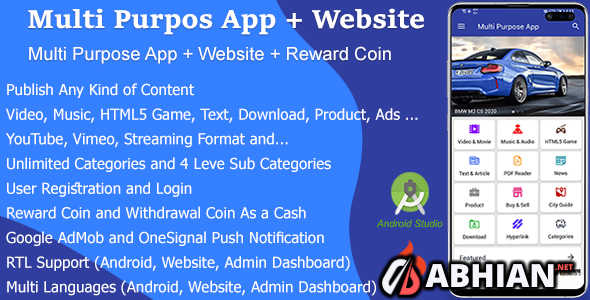 Multi Purpose App + Website + Reward Coin | Full Applications