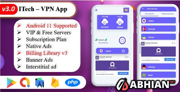 ITech VPN App | VPN unblock Proxy | VPN Secure Servers | Admin Panel | Admob Ads