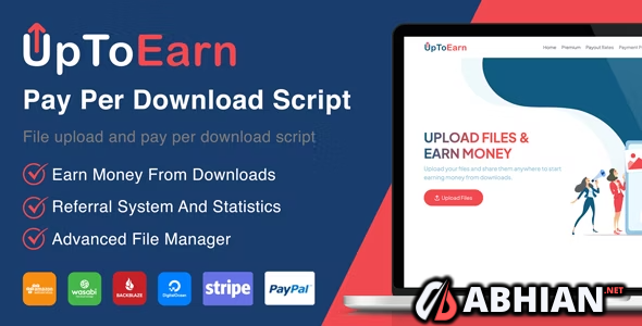 UpToEarn - File Upload And Pay Per Download Script (SAAS Ready) Extended License